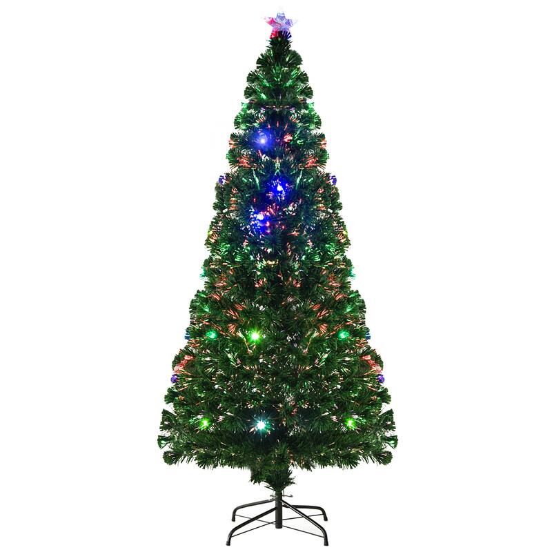 HOMCOM 6 ft. Color-Changing Lighted Christmas Tree with Stand - 6 Foot