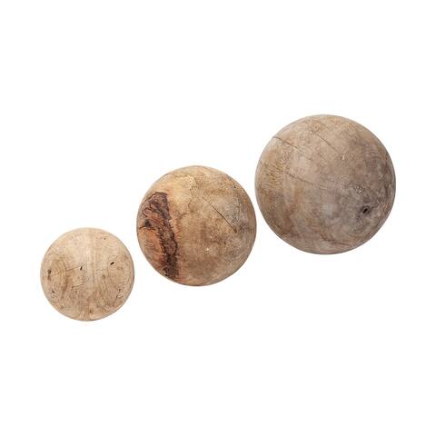 Carrick Natural Wood Decorative Spheres (Set of 3) - 5.0L x 5.0W x 5.0H