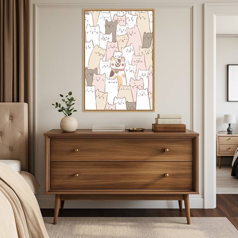 Cute Kittens by Xuan Thai Framed Canvas Wall Art Print