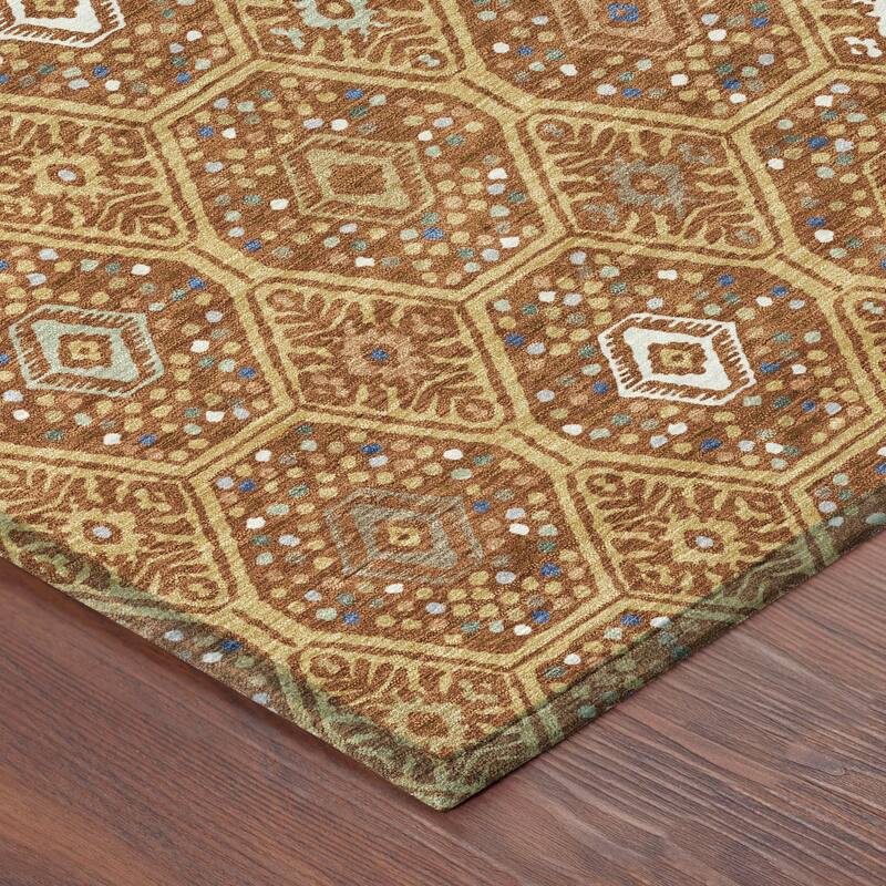 Machine Washable Indoor/ Outdoor Modern Hexi Chantille Rug
