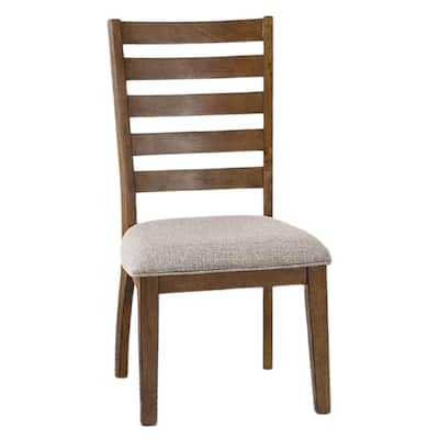 Teby Side Dining Chair Set of 2, Open Ladder Backrest, Light Gray Polyester