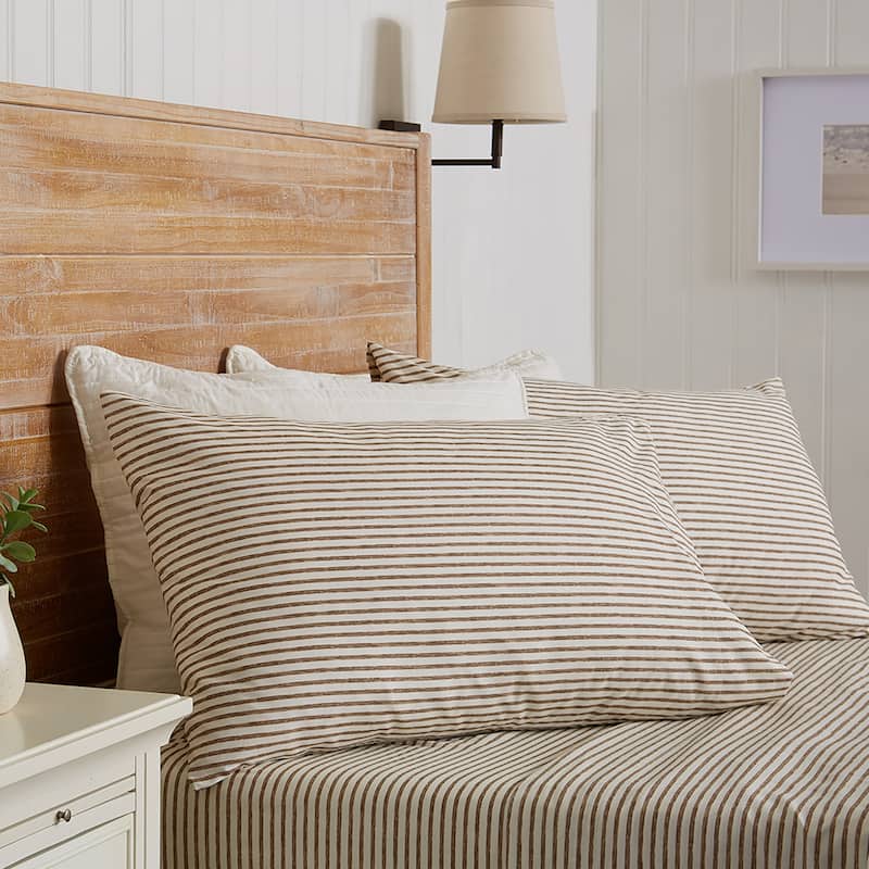 Premium Striped Microfiber Sheet Set - King - Taupe