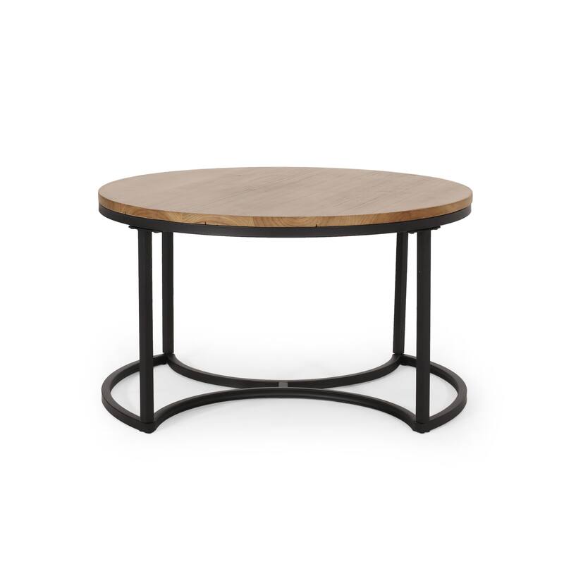 Modern 3-piece Round Table Set with Large Coffee Table and Two Nesting Side Tables