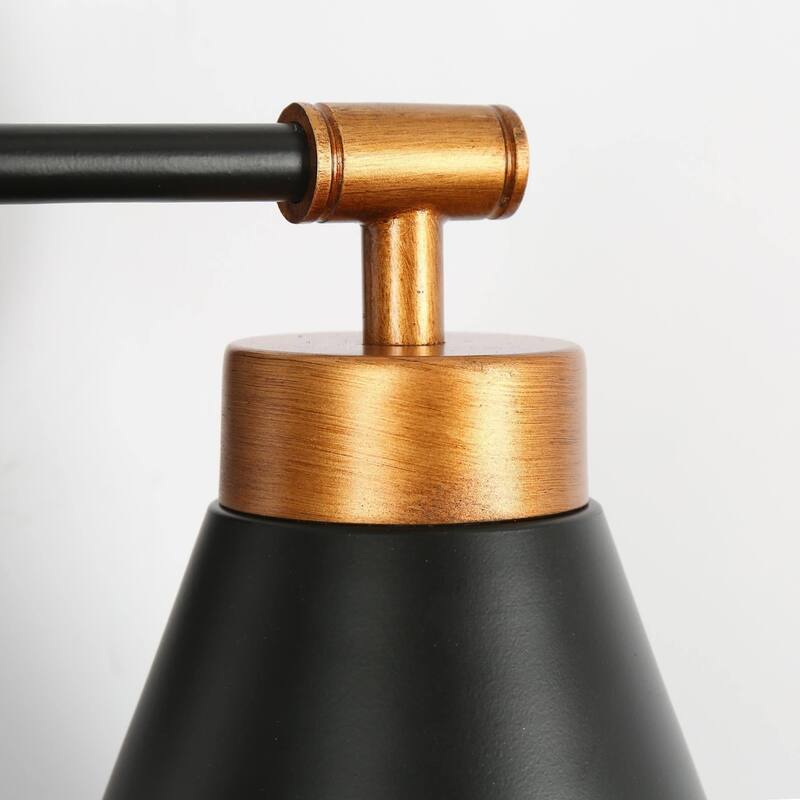 Modern Farmhouse Industrial 2-light Bathroom Vanity Lights Black Gold Dimmable Wall Sconces Cone Shade Kitchen