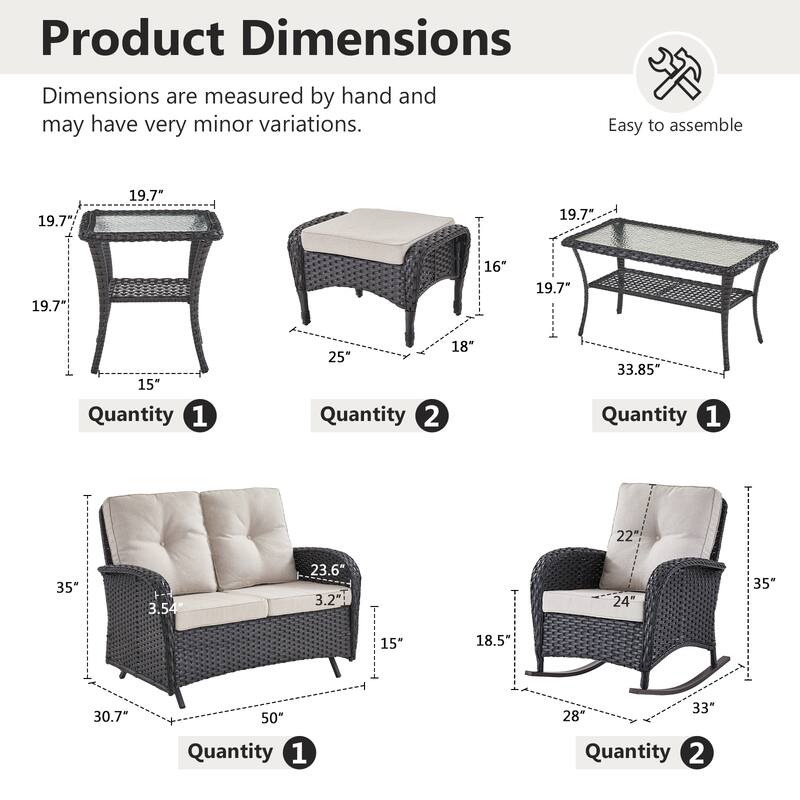 Gymojoy Outdoor Wicker Patio Furniture Loveseat Glider & Chair Set