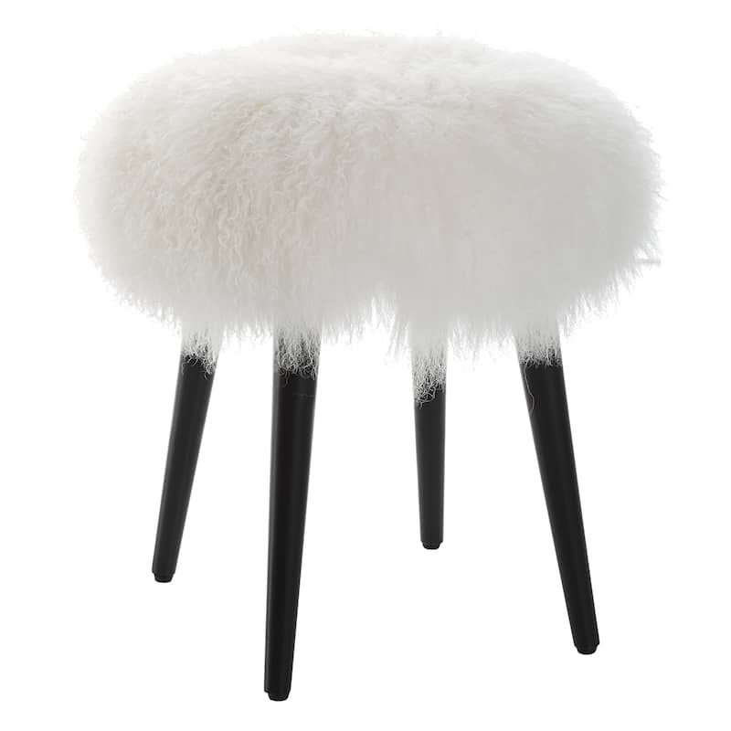 Uttermost Wooly Sheepskin Accent Stool - 17"W x 18.5"H x 17"D