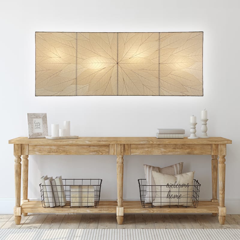 Eangee Handmade Sunburst Panel Wall Lamp, Cocoa Leaves Shade, 22 x 6 x 58 in. - 22 x 58 x 6 in
