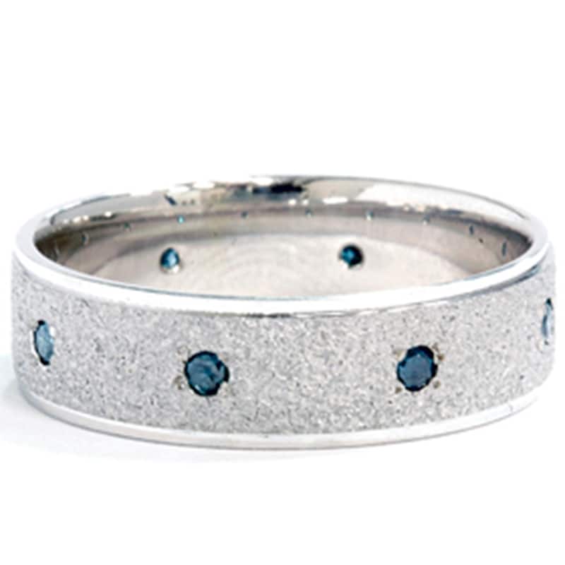 Mens White Blue Diamond 1/3ct Stone Finish Wedding