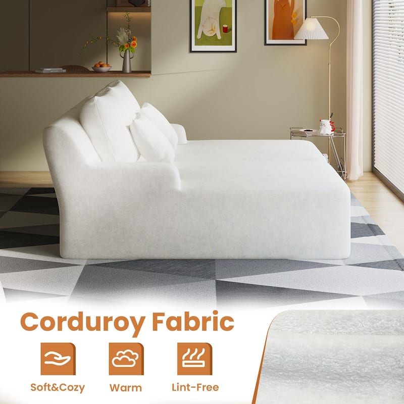Velvet Dual Chaise Sofa Bed, Sleeper Sofa with Thicked Cushions and Throw Pillows, Deep Seat Lounge Loveseat Sofa