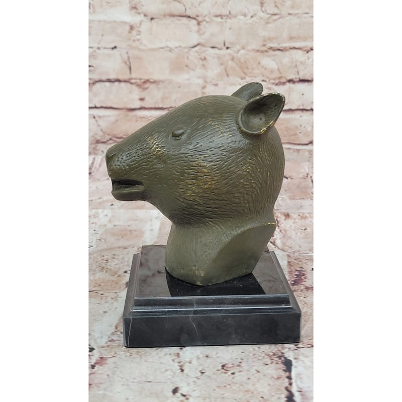 Bronze Rat Head Bust On Marble Base – Chinese Zodiac Animal Sculpture