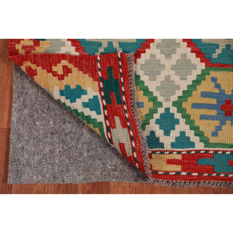 Hand Woven Oriental 100% Wool Carpet Southwestern All-Over Multi-Colored Kilim Runner Rug - 15' 11'' X 2' 10''