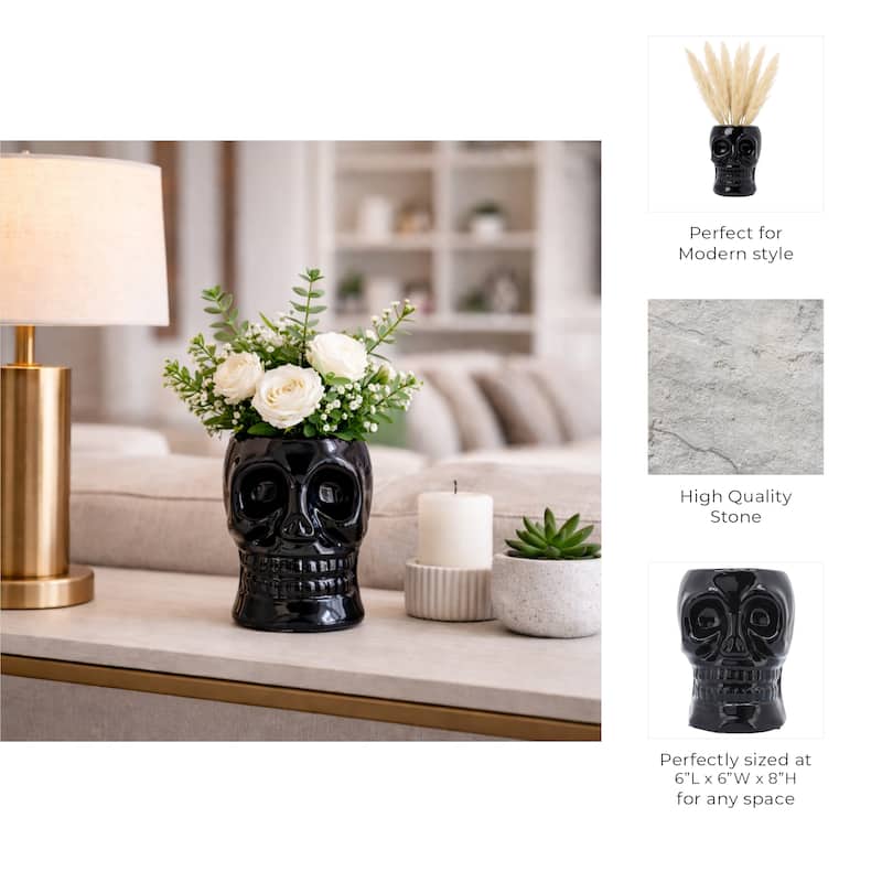 Decorative Ceramic Skull Table Vase