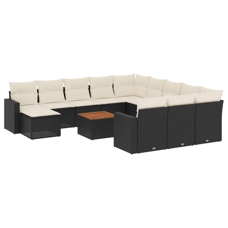 vidaXL Patio Sofa Set with Cushions Outdoor Furniture 13 Piece Poly Rattan - 21.7 x 21.7 x 14.6