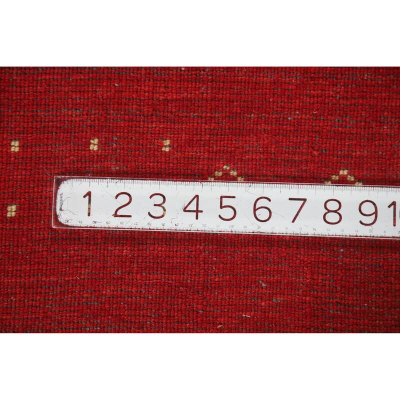 Tribal Red Gabbeh Indian Area Rug Hand-Knotted Wool Carpet - 5'10" x 7'9"