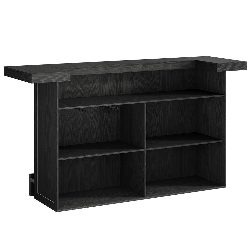 4-Tier Bar Table, 70.9-Inch Large Wooden Home Bar Unit