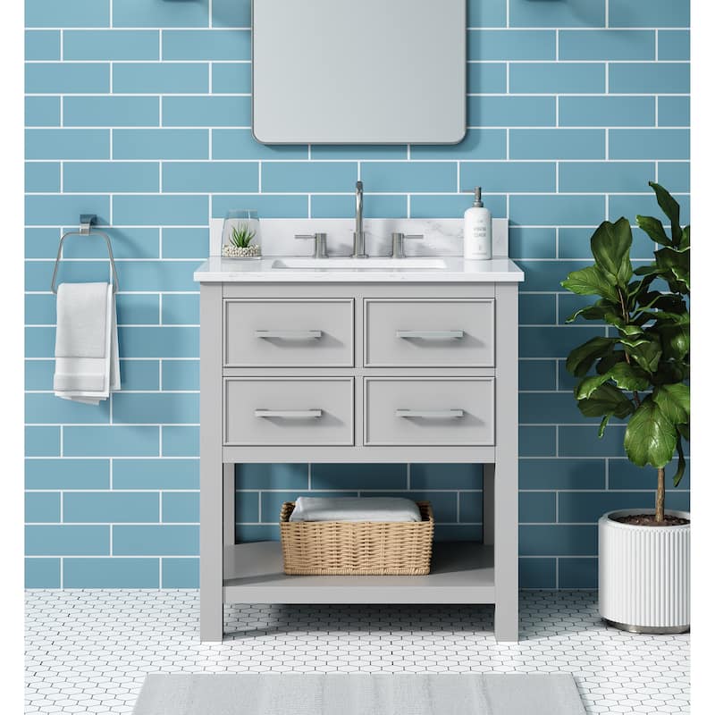 Avanity Brooks 31 in. Vanity in Chilled Gray finish and Cala White Engineered Top