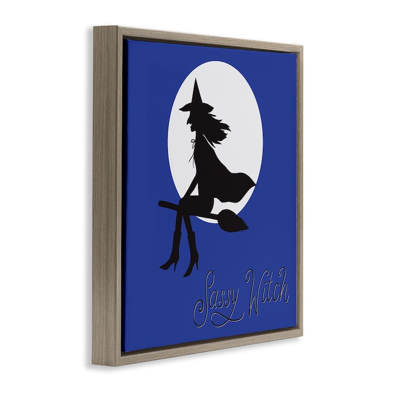 Stupell Sassy Witch & Full Moon Framed Floater Canvas Wall Art Design By Sazerelli Designs