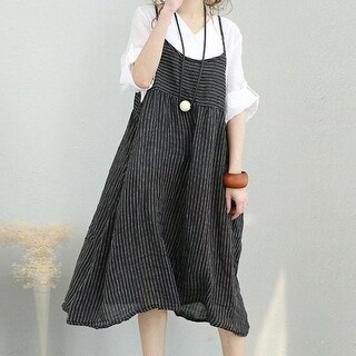 Shop 2018 Summer Fashion Womens Spaghetti Strap Dress Sleeveless Striped Casual Loose Dresses Plus Size M 5xl Overstock 27111097