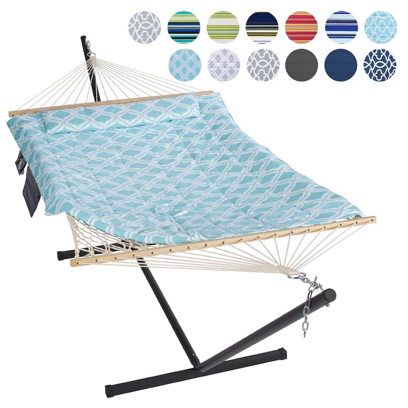 Hammock Double Hammock with Stand, Two Person Cotton Rope Hammock