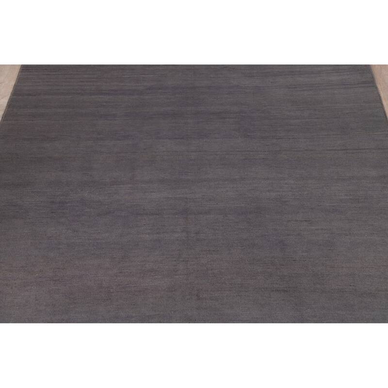 Modern Gray Blue Gabbeh Area Rug Handmade Wool Carpet - 6'7" x 9'8"