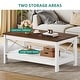 preview thumbnail 43 of 47, Farmhouse Coffee Table with Storage 2-Tier Center Table for Living Room
