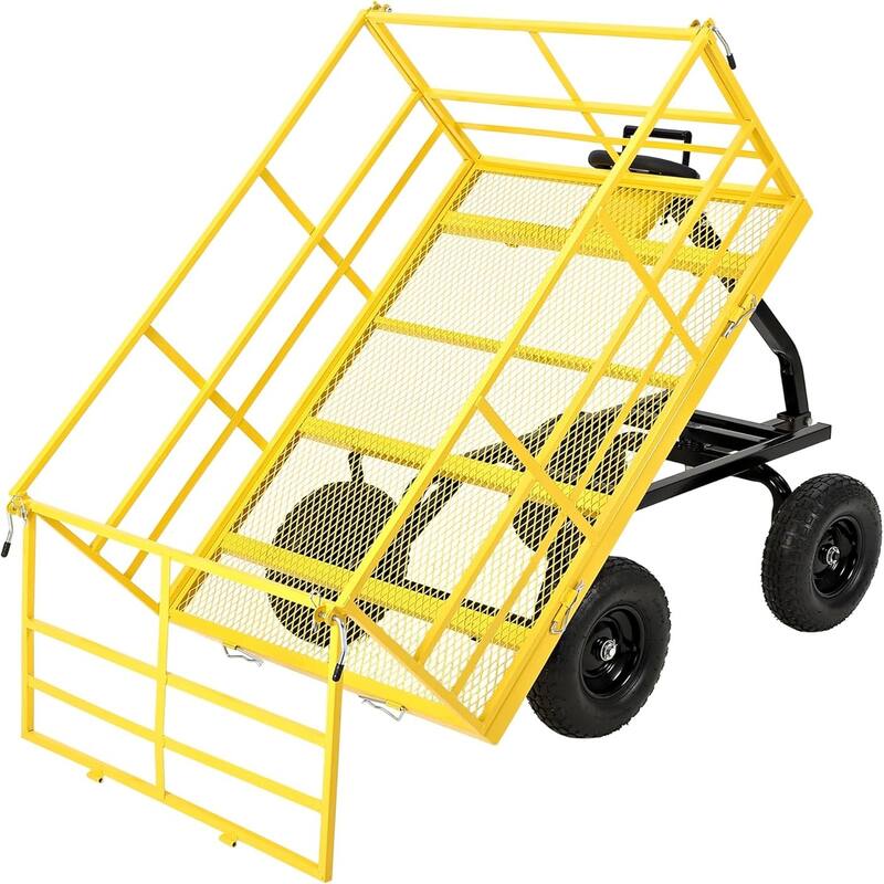 3-in-1 Convertible Yard Wagon 1500-lb Capacity 13In All-Terrain Tires and Removable Mesh Panels Yellow - Yellow