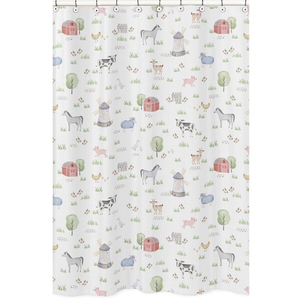72x72" Farm Animal Watercolor Cute Foal Little Horse Fabric Shower Curtain Set 