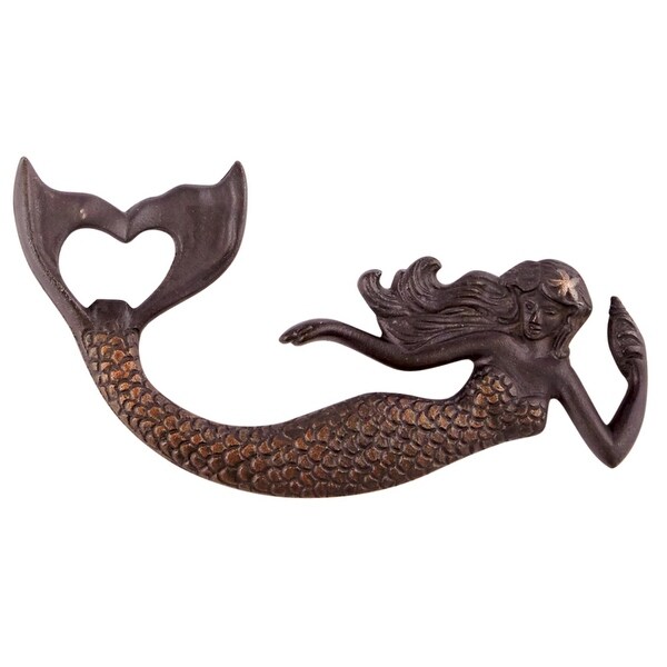 Mud Pie Mermaid Shaped Hand Held Bottle Opener Bronzed Finish. Opens flyout.