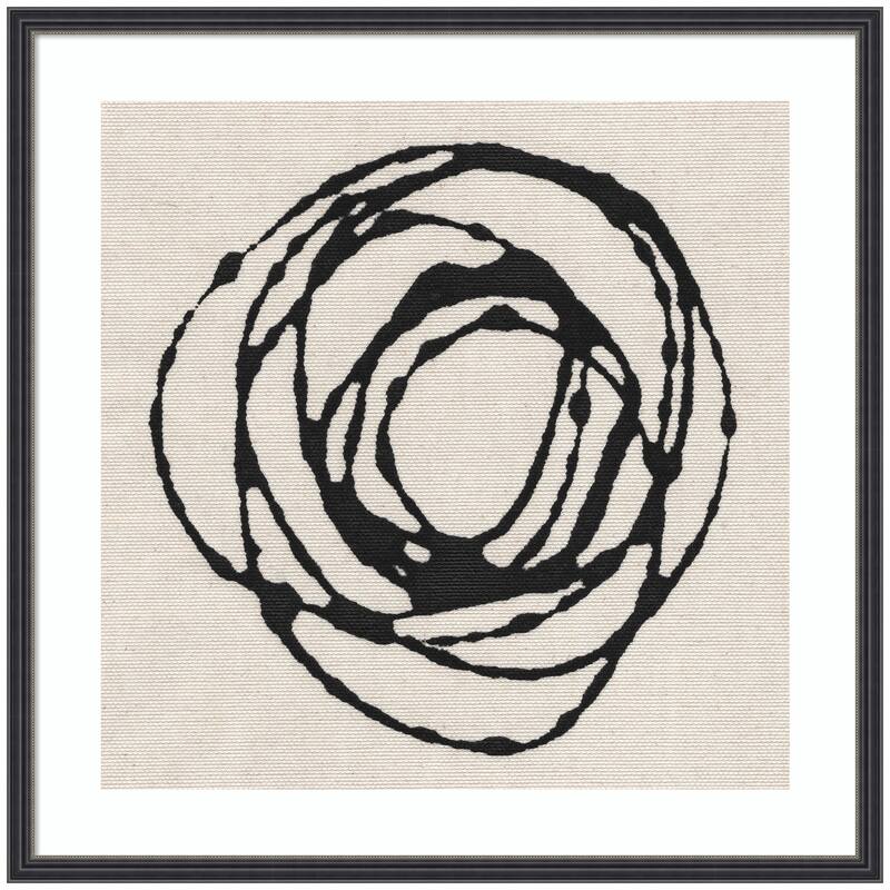 Kate and Laurel Framed Art Flowing Circle Abstract by The Creative Bunch Studio - 25x25 - Black