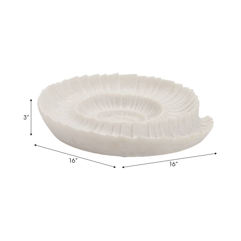 Resin Seashell Texture Decorative Bowl - White, 17 in. - 16" x 16" x 3"