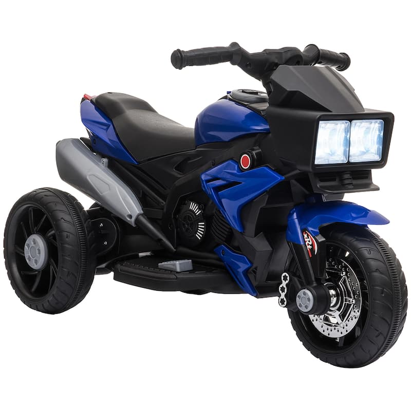 Electric Motorcycle for Kids with Front Lights, Blue Motorized Vehicle Toy with Padded Seat, Ride on Electric Car for Lawn