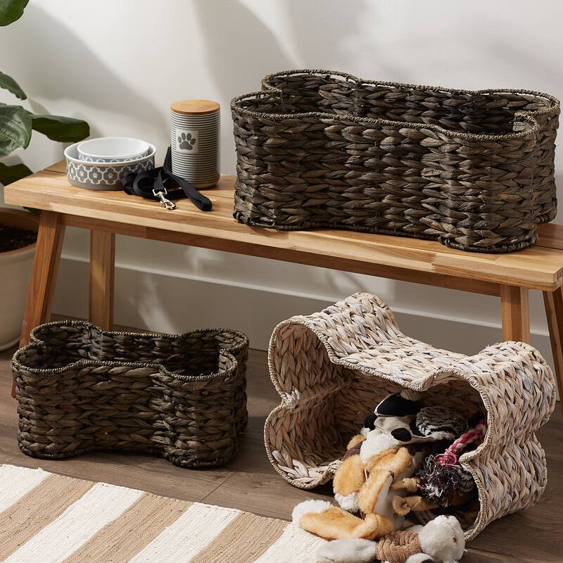 Bone Dry White Wash Hyacinth Bone Pet Basket Large 24x15x9