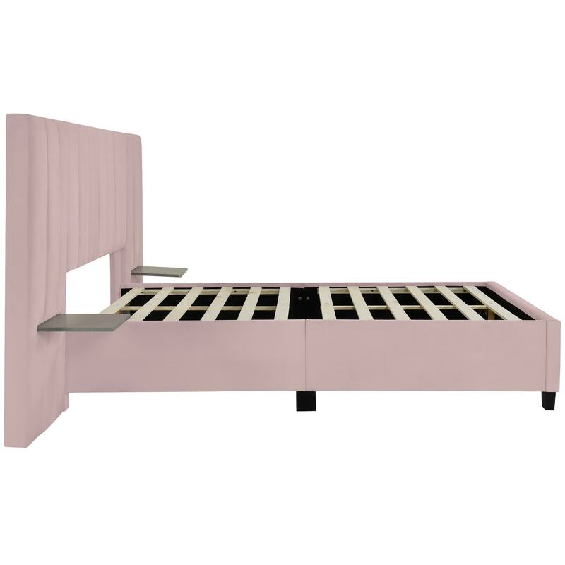 Modern Upholstered Platform Bed with Integrated Storage and Soft Headboard
