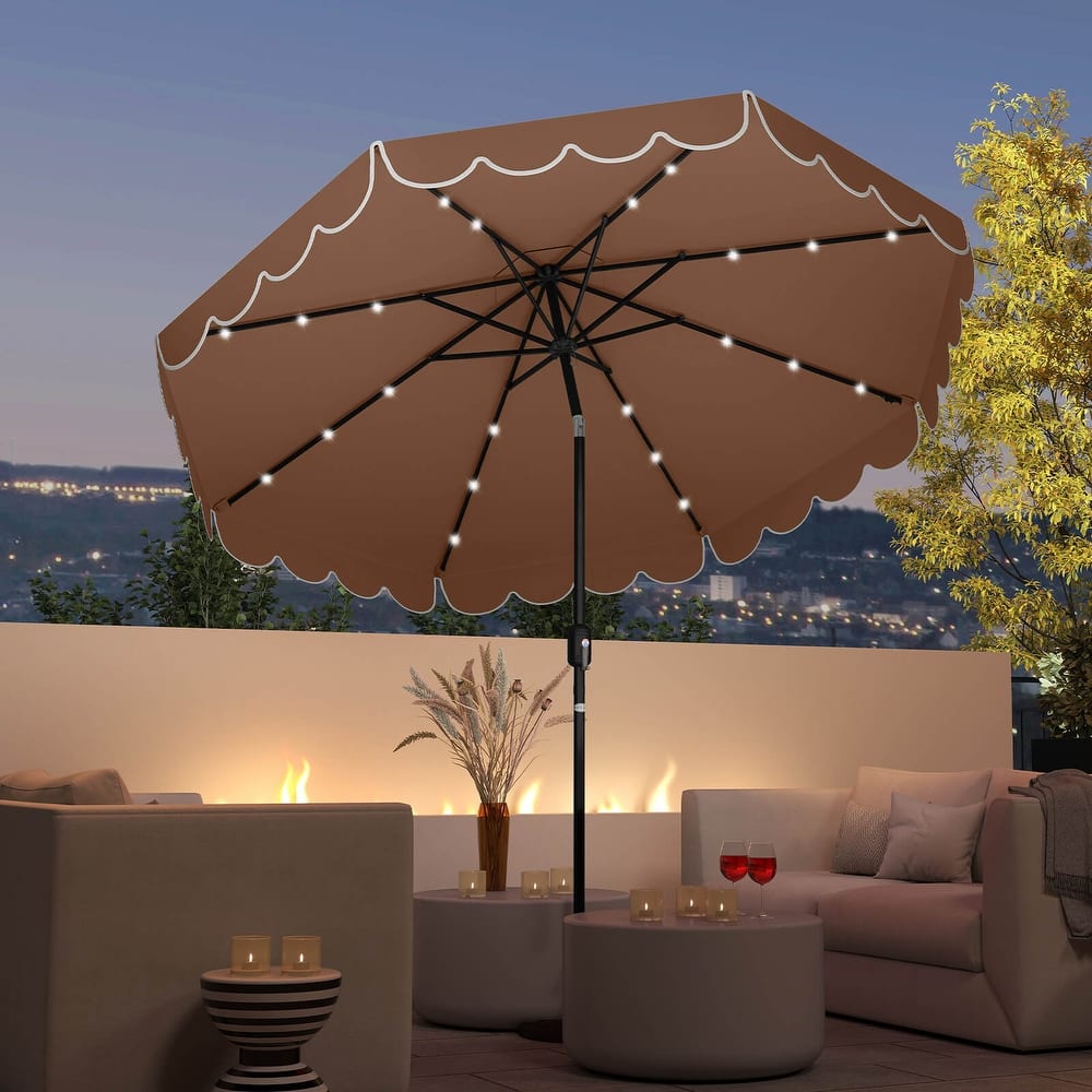 Costway 9.3 FT Solar Patio Umbrella Outdoor Market Sunshade with 24 - See Details