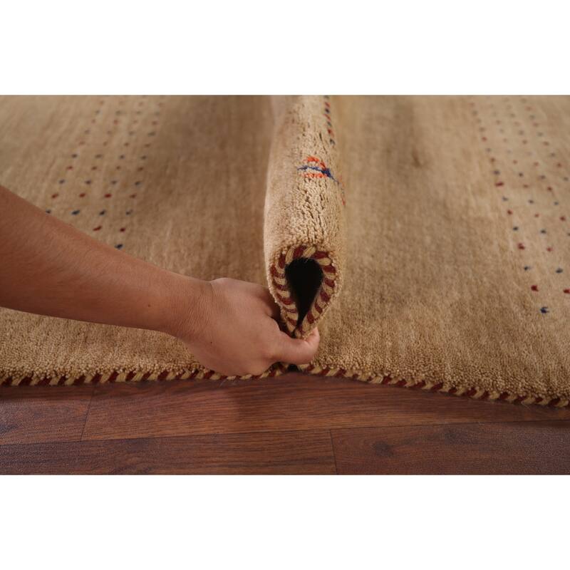 Tribal Gabbeh Oriental Area Rug Hand-Knotted Brown Wool Carpet - 4'10"x 6'5"