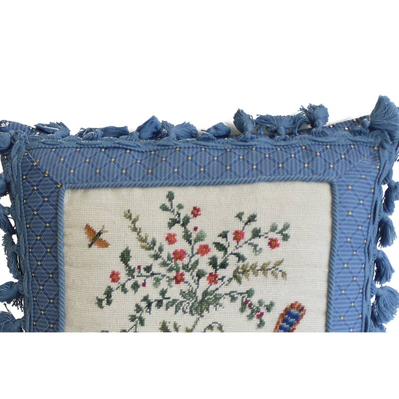 Colonial Williamsburg 16" x 16" Boy And Peacock Needlepoint Pillow