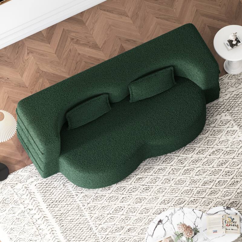Modern Convertible Floor Folding Sleeper Sofa with 2 Pillows