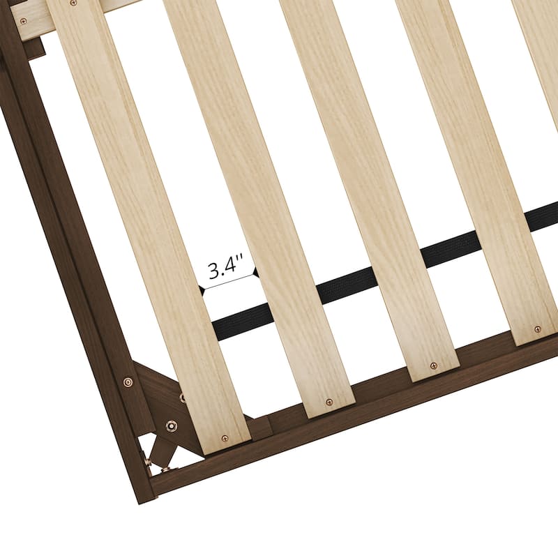 Solid Wood Panel Platform Bed with Headboard