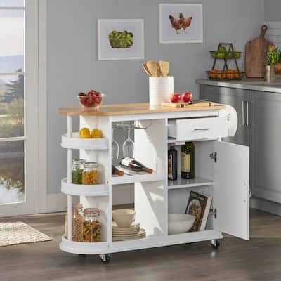 Corby Kitchen Cart with Wheels by Christopher Knight Home - 43.12" W x 17.75" D x 34.40" H