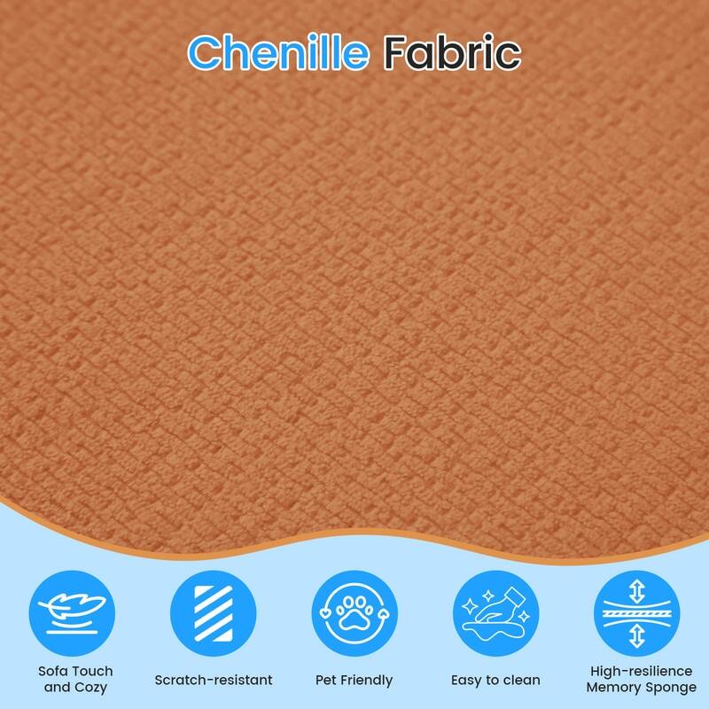 Mixoy 98 inch Chenille L Shape Sectional Sofa with Curved Chaise,Modern Cloud 3 Seater Sofa Couch