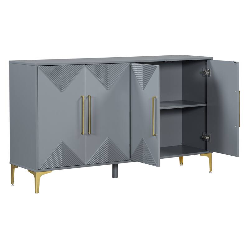 Grey Accent Cabinet Triangular Pattern Storage Cabinet Buffet Sideboard