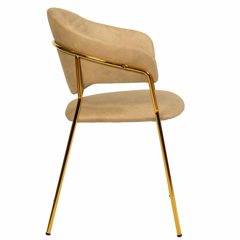 LeisureMod Set of 2 Bella Modern Dining Chair Upholstered in Leather or Velvet & Gold Base for Home Office Kitchen