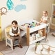 preview thumbnail 6 of 15, 4 in 1 Kids Activity Table and Chairs Set with Reversible Tabletop Included Bookshelves - 24" x 24" x 19"