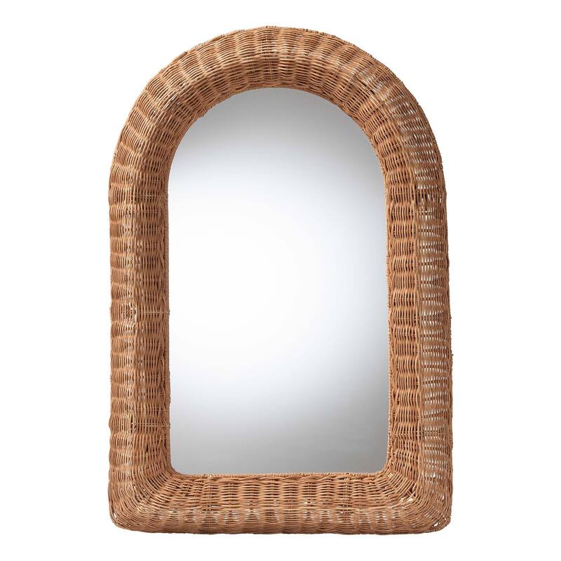 Brisia Rattan Wall Mirror - Handwoven Wicker Framed Mirror for Entryway, Living Room, or Bedroom, Natural - Arched