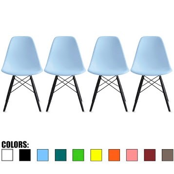 2xhome Modern Side Dining Chair Colors With Dark Black Wood Legs (Set of 4)