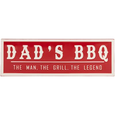 Dad's BBQ Metal Wall Sign - 23" - Red