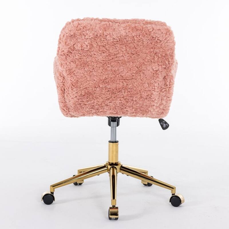 Modern Artificial Rabbit Hair Height Adjustable 360 Swivel Task Chair with Metal Base