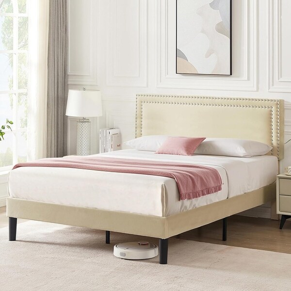 VECELO Upholstered Bed Frames with Height Adjustable