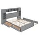 preview thumbnail 52 of 92, Wooden Storage Platform Bed Frame with All-in-One Cabinet & Sockets