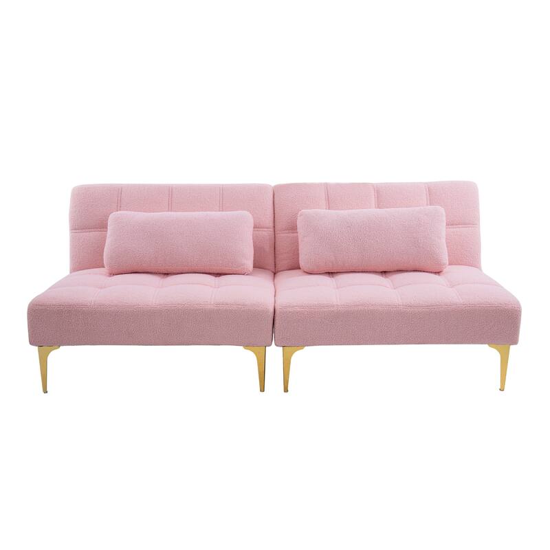 Convertible Sofa Bed with Teddy Fabric, Freely Configurable Sections